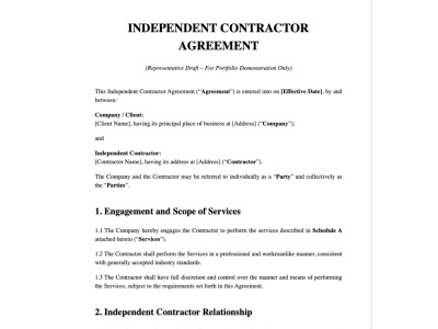 US/UK Independent Contractor Agreement – Fixed Price