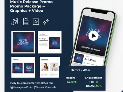 A music release promo package with graphics and a short promo video