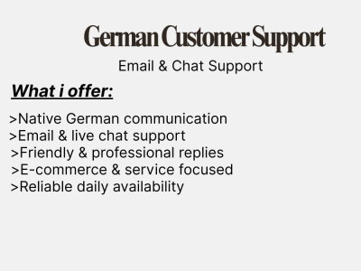 German/English Customer Support for E-Commerce (Email&Chat)