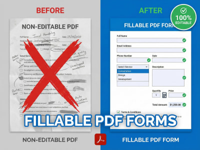 Editable Fillable PDF forms with formulas and calculations
