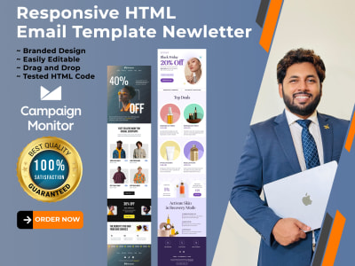 Html or drag and drop campaign monitor email template newsletter