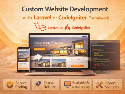 Custom Website Development with Laravel or CodeIgniter Framework