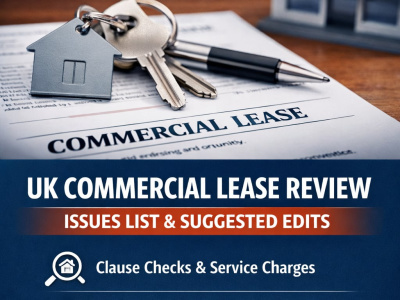 UK  commercial lease review: clause check, issues list and suggested edits
