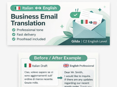 I will translate and rewrite 1 business email Italian ↔ English