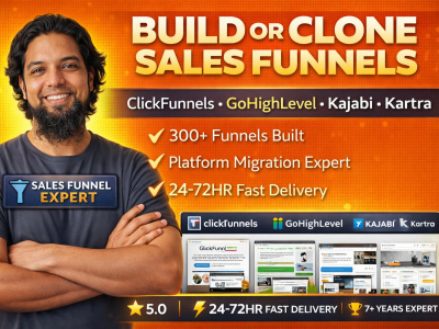 Build or clone sales funnel landing page in clickfunnels gohighlevel kajabi