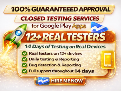 12 testers for 14 days closed testing for your android app