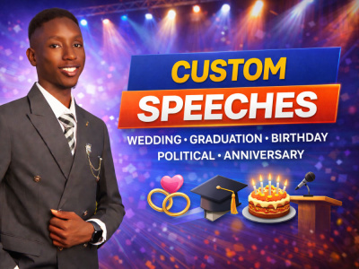 Wedding speech, graduation, birthday, political, anniversary speech