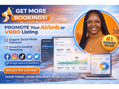 Airbnb, VRBO & Booking.com Promotion via Organic Social Media Traffic