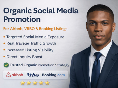 Airbnb, VRBO & Booking.com Promotion with Organic Social Media Traffic