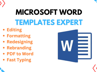 Microsoft word template design, PDF to word, document and book editing,