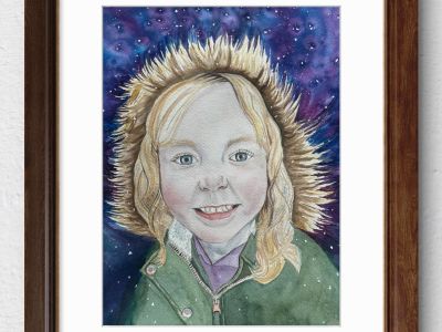 A realistic watercolor portrait painted entirely by hand (no AI)