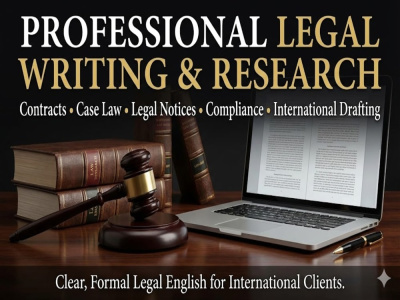 I'll do legal research, case law analysis and draft contracts, notice, memo