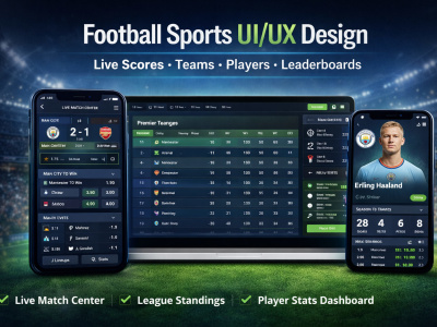 Football Sports UI UX Design, Scores, Teams, Players & Leaderboards ...