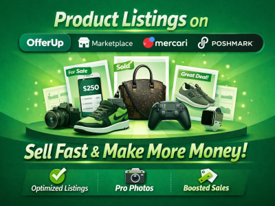 Products Listing on offerup, facebook marketplace, mercari, poshmark