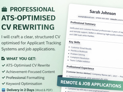 / I will write an ATS-optimised CV for remote or job applications