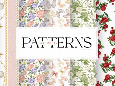 A digital watercolor illustrations set and pattern