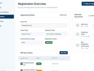 Get your song registered for royalties with BMI ASCAP and publishing setup