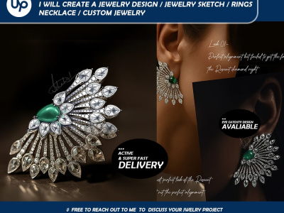A custom jewelry design, jewelry sketch, necklace and rings