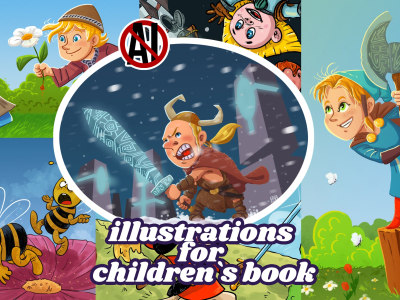 Draw magical childrens illustration with heart and story