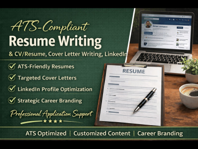 ATS compliant Resume Writing, CV/Resume, Cover Letter Writing, LinkedIn