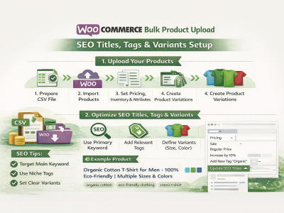 WooCommerce Bulk Product Upload | SEO Titles, Tags & Variants Setup