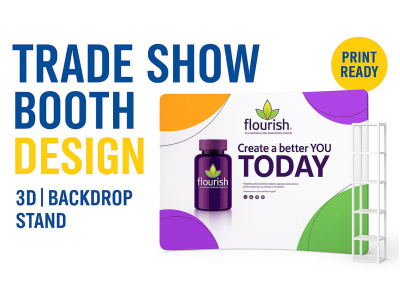 Design eye catching trade show booth backdrop or pop up banner