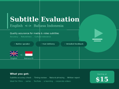 Evaluate and review English to Bahasa Indonesia subtitles