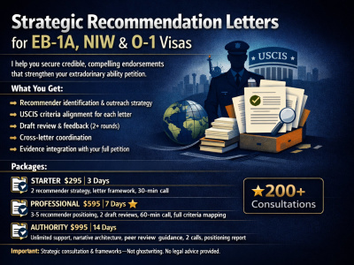 Expert-Endorsed Recommendation Letters for EB-1A, NIW & O-1 Visas