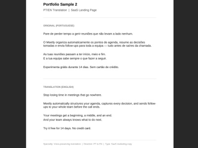 European Portuguese Translation (EN to PT-PT)