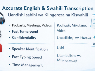 English & Swahili Transcription | Fast Turnaround | Verbatim & Clean Read