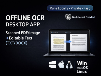 Offline OCR Desktop App, Scanned PDF/Image to Text File (Win/macOS/Linux)