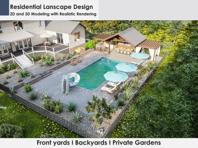 Modern residential landscape design for your front yard, backyard, garden