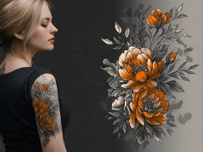 Create a custom tattoo design , tattoo sleeve in realism