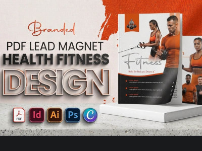 Health fitness ebook design, canva workbook workout plan guide, lead magnet