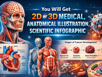 Get 2D or 3D medical, Anatomical illustration, scientific infographic
