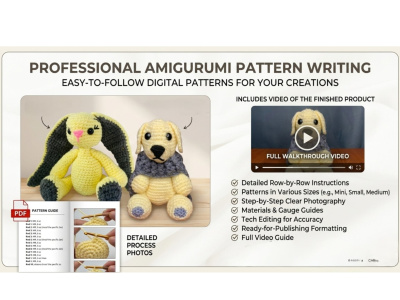 A well written custom amigurumi  pattern (PDF with photos & chats)