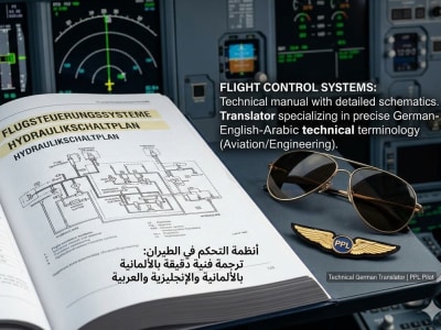 A professional technical translation from German to English or Arabic.