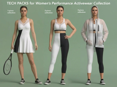 Factory-Ready Tech Packs for a Women's Activewear / Performance Collection
