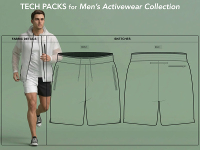 Factory-Ready Tech Packs for a Men's Activewear / Performance Collection