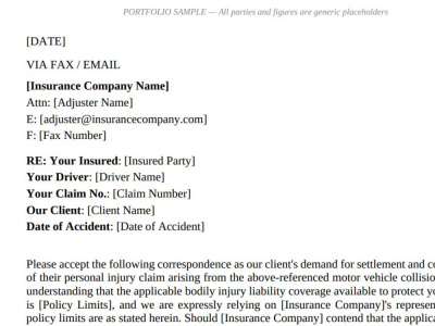 Draft a MVA demand letter for your PI case in 3 business day
