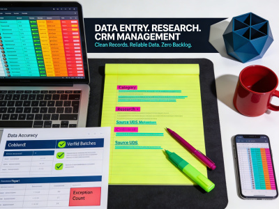 Virtual assistant support for data entry, research, and CRM management
