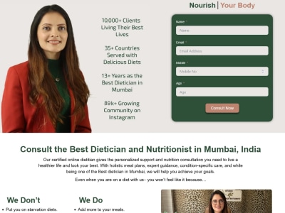 A Custom Website for Dietitian, Nutritionist & Meal Planning & Appointment