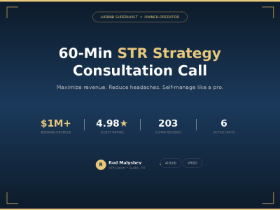 A 60 Min Consultation Call with Airbnb/Short Term Rental Expert