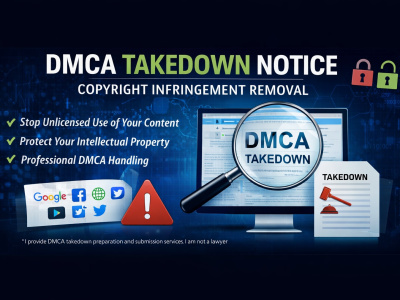 DMCA takedown notice for copyright infringement removal