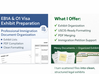 EB1A, O1 visa exhibits and organize immigration petition documents