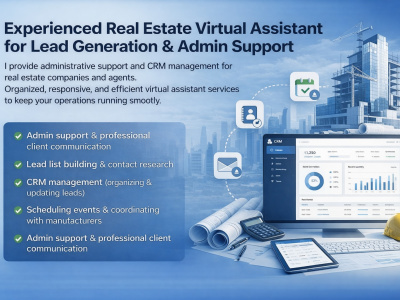 Real Estate virtual assistant for lead generation and Admin Support