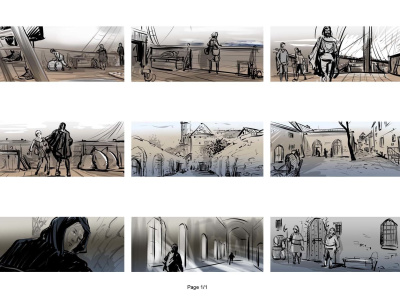 A hand-drawn storyboard to visualize your script for film, short-film
