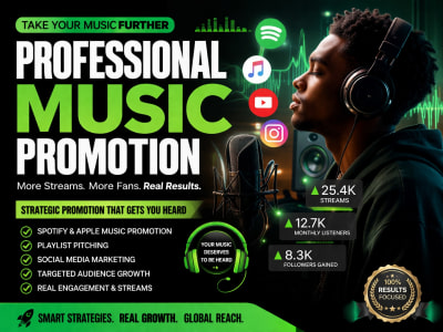 Professional music promotion to increase streams and audience