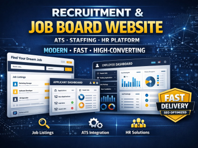 Design recruitment website, job board, staffing agency, HR website with ATS