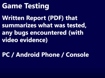 Game Testing Service With Written Report